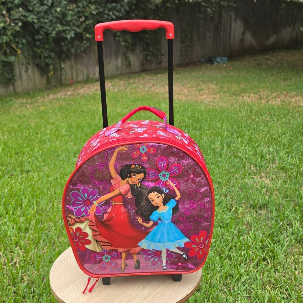 Disney Elena of Avalor Rolling Suitcase Girls Red Pink Glitter Travel Bag